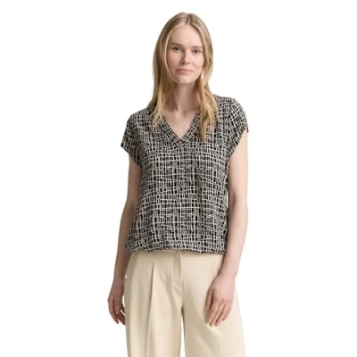 Abbildung von TOM Tailor Bluse, Damen, Größe: 34, Abstract black grid design