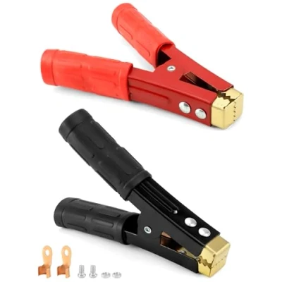 Abbildung von QWORK® 2 Stück 1000 A Krokodilklemmen Starthilfekabelklemmen, Batterie Krokodilklemmen, mit Isolierhülle für Auto Starthilfekabel