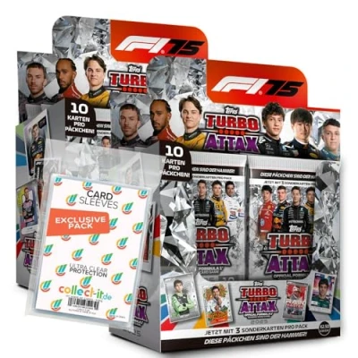Abbildung von Bundle mit Topps Turbo Attax Formel 1 2025 Trading Cards + Exklusive Collect it Hüllen (2 Display (48 Booster))