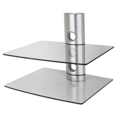Abbildung von NEG Multimedia TV Rack Suspender 502S (Silber) mit 2 Glas Ablagen und Kabelmanagement System