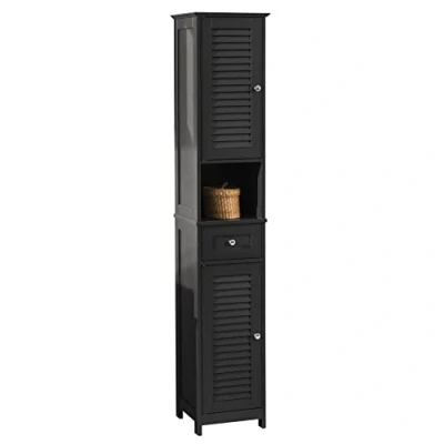 Abbildung von SoBuy Hochschrank FRG236 Badregal Badschrank Badmöbel mit 1 offenem Fach, Schublade und Türen