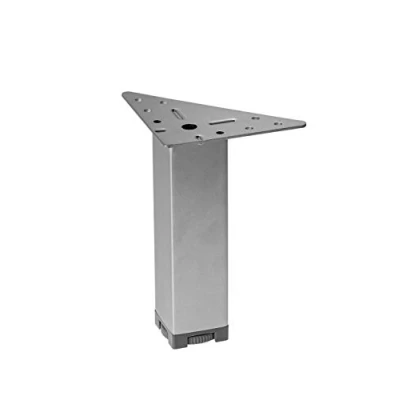 Abbildung von GedoTec Moderner Möbelfüße höhen Verstellbarer Marie Höhe 150 mm Metall Sofa Fuß mit Regulierschraube Schrankfuß Chrom matt 4 Stück Design Sockelfüße Silber Dreieck Anschraubplatte