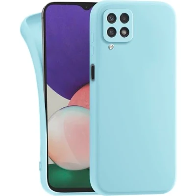 Abbildung von MyGadget Hülle für Samsung Galaxy A12 5G robuste Silikon Schutzhülle TPU Case Slim Silikonhülle Back Cover Kratzfest Handyhülle Hellblau