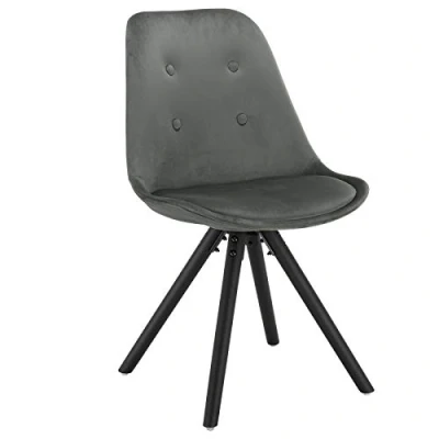 Abbildung von WOLTU 1x Esszimmerstühle, Küchenstuhl, Skandinavisch Design, schminktisch Stuhl, Loungesessel, Polsterstuhl, Retro Design Gepolsterter Sitzfläche aus Samt, Dunkelgrau, BH196dgr 1