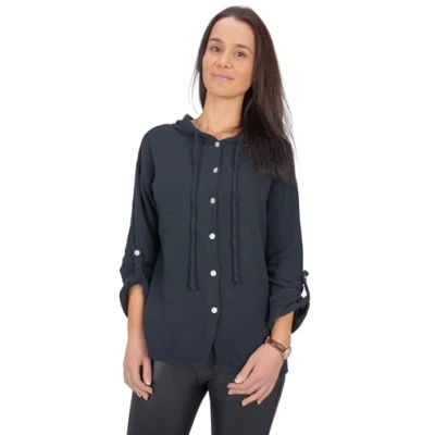 Abbildung von Seasons of April Camila Musselin Oversized Hemdbluse, Damen, Größe: L/XL, Schwarz