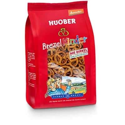 Abbildung von Huober Bio BrezelKinder, kleine Brezeln aus biologisch dynamisch angebautem Dinkel, ohne Aufstreusalz, Palmfett, demeter, 125 g