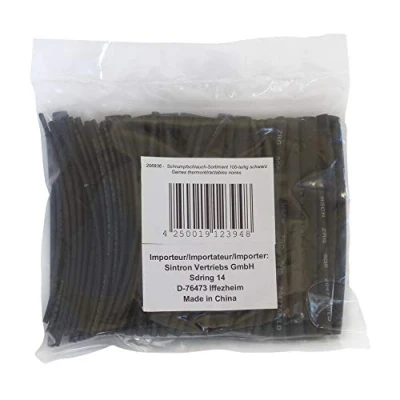 Abbildung von Schrumpfschlauch 100mm Sortiment 100 tlg 1,5mm 13mm platzsparende Tüte SCHWARZ