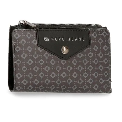 Abbildung von Pepe Jeans Bethany Geldbörse mit Kartenfach, Schwarz, 17 x 10 2 cm, Kunstleder, Talla única, Brieftasche Kartenhalter