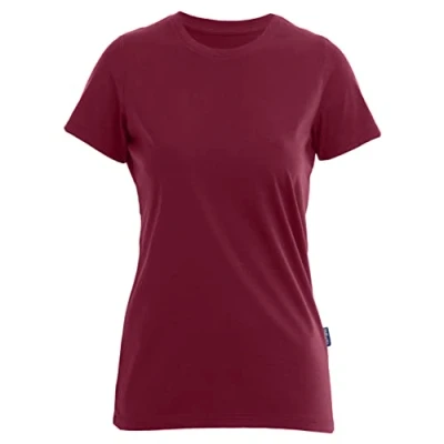 Abbildung von HRM Damen Luxury Round F T Shirt, Bordeaux/Burgundy, S