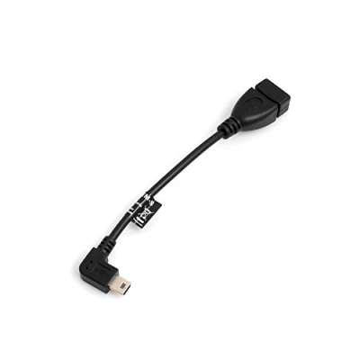Abbildung von System S Mini USB Kabel 90 Grad rechts gewinkelt Winkelstecker auf Typ A Buchse Datenkabel Ladekabel 13 cm