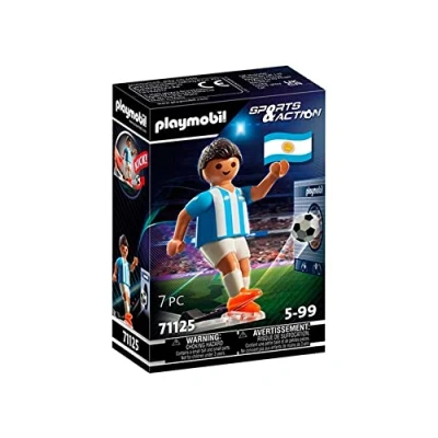 Abbildung von PLAYMOBIL Sports &amp; Action 71125 Fußballspieler Argentinien, mit Kickfunktion und Torwand, ab 5 Jahren