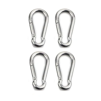 Abbildung von Karabinerhaken 4 Stück Edelstahl Sonnensegel Zubehör karabiner Sonnenschutz Befestigung Segel Hängematten Boxsack Camping Angeln Wandern Belastbarkeit 100kg, 60 x 6 mm