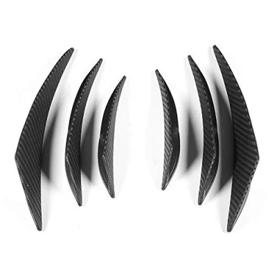 Abbildung von KIMISS Frontstoßstange Spoile, 6 Stück Carbon Textur Auto Stoßstange Fin Canard Splitter Diffusor Valence Spoiler Lip