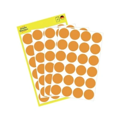 Abbildung von AVERY Zweckform 3173 selbstklebende Markierungspunkte (Ø 18 mm, 96 Klebepunkte auf 4 Bogen, runde Aufkleber für Kalender, Planer und zum Basteln, Papier, matt) neonorange, 5 Stück