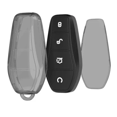 Abbildung von kwmobile Autoschlüssel Hülle kompatibel mit BYD Atto 3 / Han/Tang/Dolphin/Yuan/Seal Schlüsselhülle Silikon Cover Schwarz Transparent