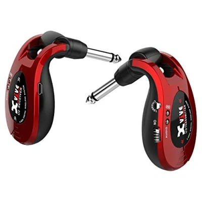 Abbildung von Xvive U2 Wireless Digital Transmitter/Receiver System for Guitar, Bass and Other Instruments, Rechargeable, 2.4 GHz Rosso Metallizzato