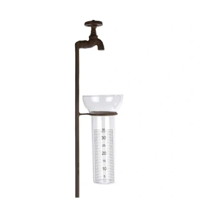 Abbildung von FTWdesign Regenmesser aus Metall in Wasserhahn Optik Niederschlagsmesser für