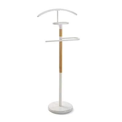 Abbildung von Versa Holstebro Moderner und multifunktionaler Herrendiener mit 2 Haken oder Aufhängern für Männer Damenkleidung, Maßnahmen (H x L B) 112 28,8 46,5 cm, Metall Holz, Farbe: Weiß