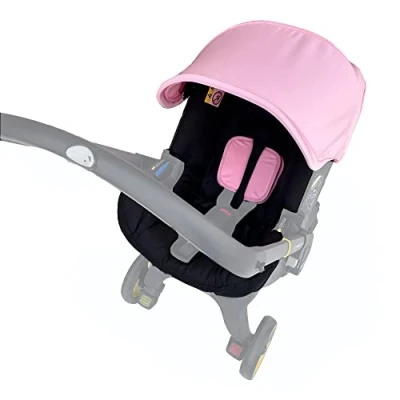 Abbildung von Wickelsitz Set, Baldachin Sonnenschutz, kompatibel mit Doona Kinderwagen (Rosa Schwarz)