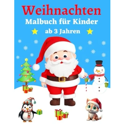 Abbildung von Malbuch Weihnachten ab 3 Jahren: Ausmalbuch für Kinder Weihnachtsmalbuch Mädchen und Jungen mit 50 Wunderschönen Motiven zum Kritzeln Ausmalen