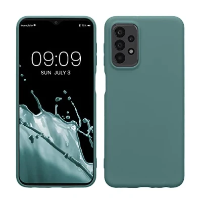 Abbildung von kwmobile Hülle kompatibel mit Samsung Galaxy A23 4G / 5G weiches TPU Silikon Case Cover geeignet für kabelloses Laden Arctic Night