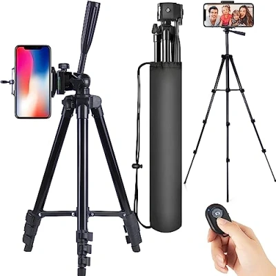 Abbildung von Retoo Smartphone Universal 103cm Handy Stativ Klemmstativ Tripod Dreibeinstativ (Bluetooth Fernbedienung, Kompatibilität, 3 stufige Regulierung Höhe)