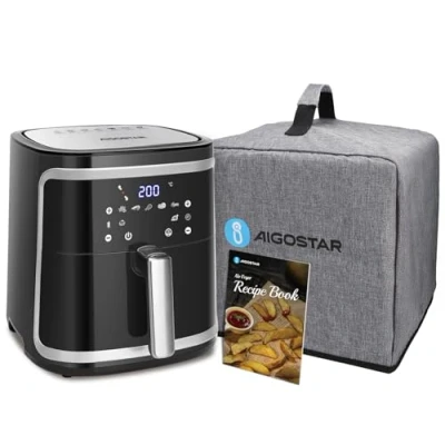 Abbildung von Aigostar Heißluftfritteuse Cube, 7L, 7 Programmen, Warmhalten, ohne Öl, für 6 10 Personen, 1900,00 W, Display,7 L