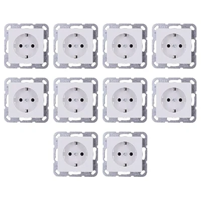 Abbildung von 10x Gira 418803 SCHUKO Steckdose System 55 Reinweiß glänzend