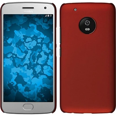 Abbildung von PhoneNatic case kompatibel mit Lenovo Moto G5 Plus Hülle rot gummiert Hard + 2 Schutzfolien