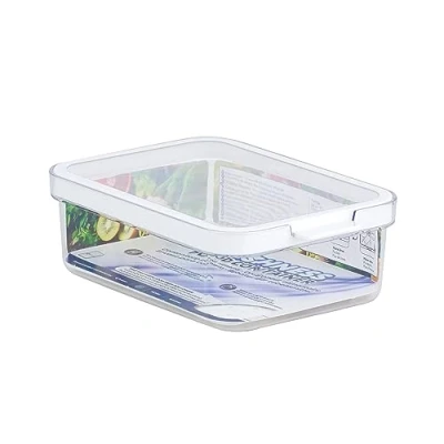 Abbildung von CARE + PROTECT Intelligenter Lebensmittelbehälter, perfekt stapelbar, Kühlschrank Organizer, schützt Lebensmittel vor Feuchtigkeit, hält länger frisch, 1,2 l