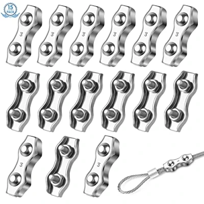 Abbildung von M3 Duplex Klemme 15 Stück 304 Edestahl Drahtseilklemme Drahtseil Clips Seilklemme für 3mm Wäscheleine Makise Fixiert