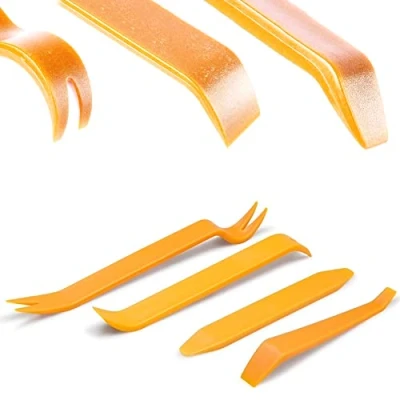 Abbildung von Retoo Teile Auto Zierleistenkeile Set,Universal Demontageubnd Reparatur Werkzeuge, Set für Entfernung Autotür Türverkleidung und Fahrzeug Dash, Montage Keile, 4 Stück Orange