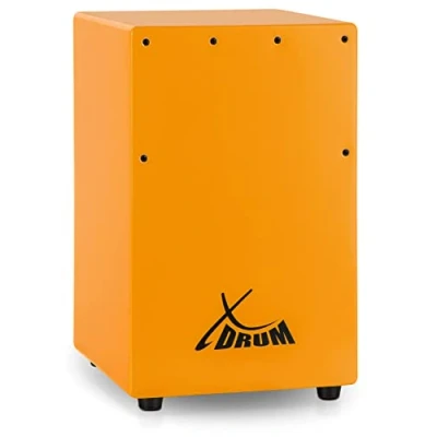 Abbildung von XDrum KC 37OG Kinder Cajon Kleine speziell für Nur 36 cm hoch Snare Effekt durch stimmbare Gitarrensaiten Orange