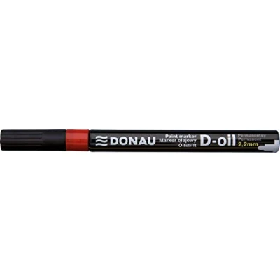 Abbildung von DONAU 7368001PL 04 Ölmarker D OIL Rundspitze 2,2 mm Ölbasis Permanent Marker, Farbe: Rot / Wasserdichte Tinte Papier/ Filzschreiber für Plastik Metall Holz Glas/ Schreibt auf Fast Jeder Oberfläche