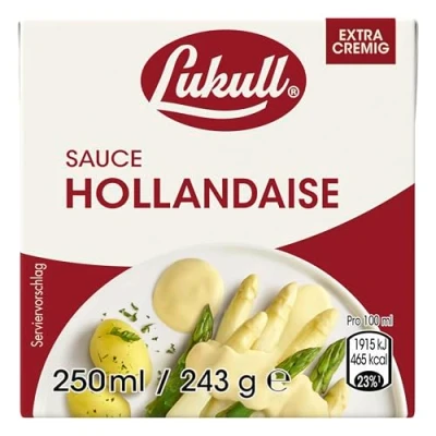 Abbildung von Lukull Sauce Hollandaise besonders cremige zu Spargel, Gemüse, Fleisch und Fisch, 250 ml tafelfertige 12 Stück