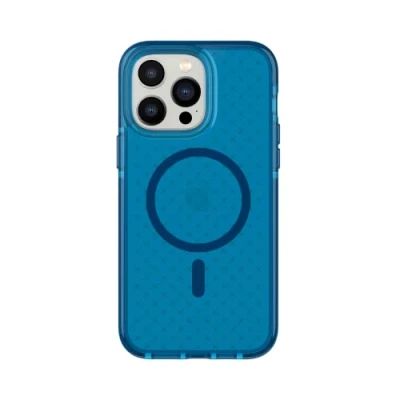 Abbildung von tech21 iPhone 14 Pro Max Evo Check kompatibel mit MagSafe Stoßdämpfende &amp; schlanke Schutzhülle 16 Fuß FlexShock Multi Drop Protection Extra Buttons Classic Blue