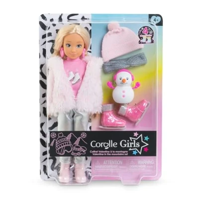 Abbildung von Corolle Girls Valentine Winter Set, Ankleidepuppe im Winteroutfit mit kuscheliger Jacke, 4 TLG. Zubehör, Vanilleduft, 28cm, ab Jahre