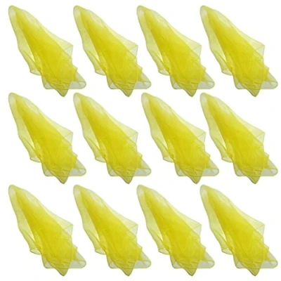 Abbildung von Hoerev Jonglier Tanzschals 12er Pack Mischfarben und einfarbig (ca. 60cm x 60cm),Gelb