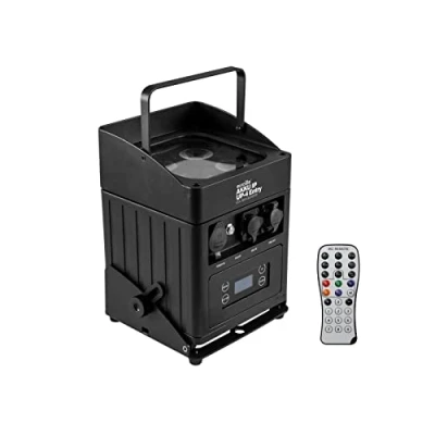 Abbildung von EUROLITE Akku IP UP 4 Entry QCL Spot QuickDMX IP65 Uplight mit RGBW LEDs, und IR Fernbedienung