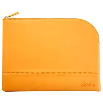 Abbildung von Rhodia 116747C Rhodiarama Reißverschlusstäschchen aus italienischem Kunstleder, Großformat (21x28 cm), Orange, 1 Stück