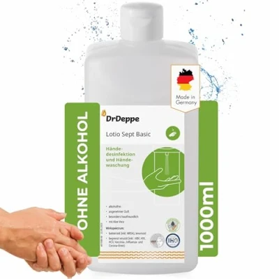 Abbildung von DrDeppe Lotio Sept Basic alkoholfreies Handdesinfektionsmittel 1 Liter Desinfektionsmittel für Hände zur hygienischen Händedesinfektion &amp; Händewaschung