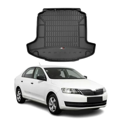 Abbildung von Kofferraumwanne kompatibel mit Skoda Rapid Stufenheck 2012 2019 OMAC Premium Schwarz TPE