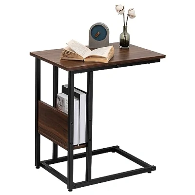 Abbildung von WOLTU Beistelltisch Kaffeetisch Couchtisch Sofatisch Nachttisch Betttisch Laptoptisch, Gestell aus Metall, Tischplatte Holzspanplatte, 55x36x59,5cm(BxTxH), Dunkelbuche TS79dc