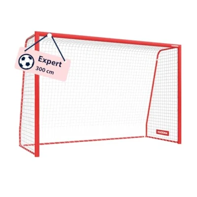 Abbildung von HUDORA Fußballtor Expert großes für Kinder &amp; Erwachsene wetterfestes standfestes mit engmaschigem Netz Hochwertige Outdoor Torwand Freizeit Training, Rot, 300 x 200 cm