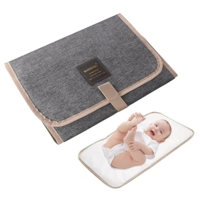 Abbildung von YTUGIL Wickelunterlage für Babys, tragbare Wickelunterlage, Reise wasserdicht, faltbar, Baby (1, Grau)