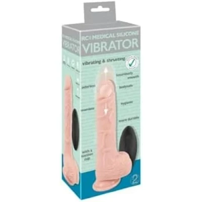 Abbildung von Stoßvibrator „RC Medical Silicone Vibrator“ mit Saugfuß und rotierender Eichel