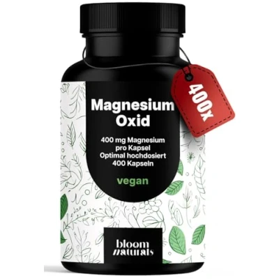 Abbildung von Magnesium 400mg Kapseln Hochdosiert 400 mg Magnesiumoxid pro Kapsel, vegan &amp; produziert in Deutschland Laborgeprüft