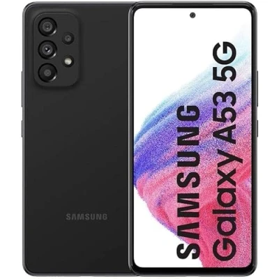 Abbildung von Samsung Galaxy A53 5G Smartphone Android Display Infinity O FHD+ Super AMOLED 6,5 Zoll ¹, 6 GB RAM und 128 interner Speicher erweiterbar², Akku 5.000 mAh, Awesome Schwarz [Italienische Version]