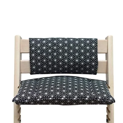 Abbildung von Blausberg Baby Sitzkissen Kissen Polster Set Junior *31 FARBEN* für Tripp Trapp ohne Schlitz im alle Materialien OEKO TEX® Standard 100 zertifiziert (Happy Star Schwarz)