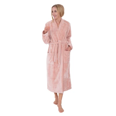 Abbildung von Wewo fashion Damenbademantel 5000, Langform, Wellsoft Microfaser, Kimono Kragen, Gürtel, wolkenleicht